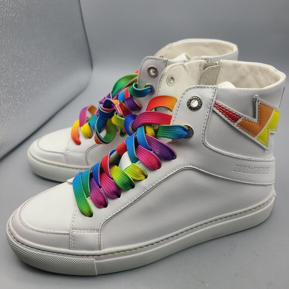 Zadig & Voltaire High Flash Sneakers Rainbow Pride Flash high-top Sz US 7 37 New - Picture 5 of 10